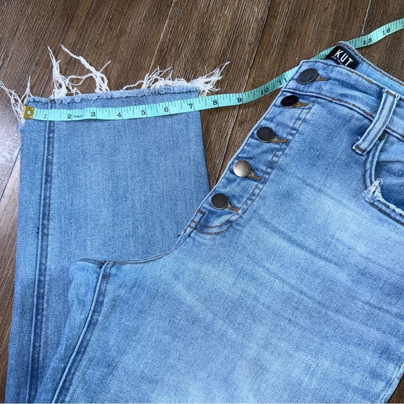 KUT Rachael Fab Ab Mom Jeans Ankle Crop Straight High Rise Raw Hem Button Fly - Picture 2 of 8